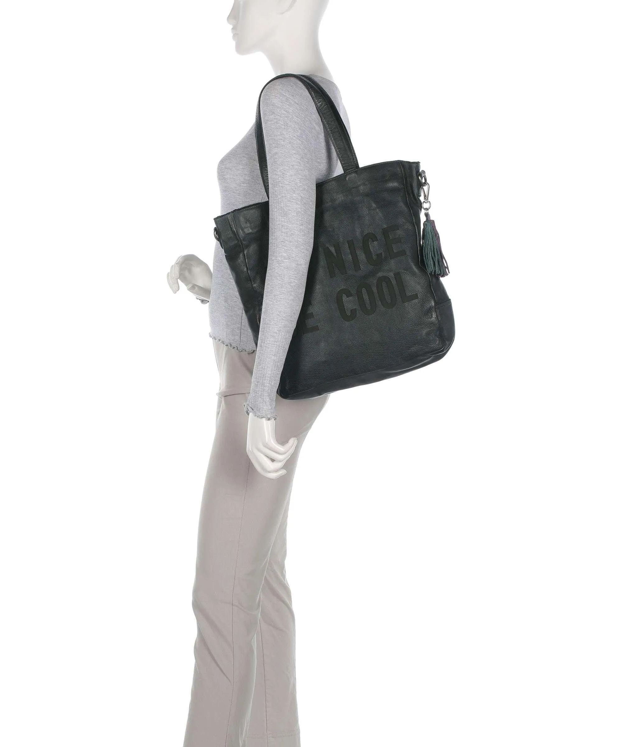  Taschendieb Wien Paniglgasse 1 Borsa shopper pelle di vacchetta grana verde scuro  