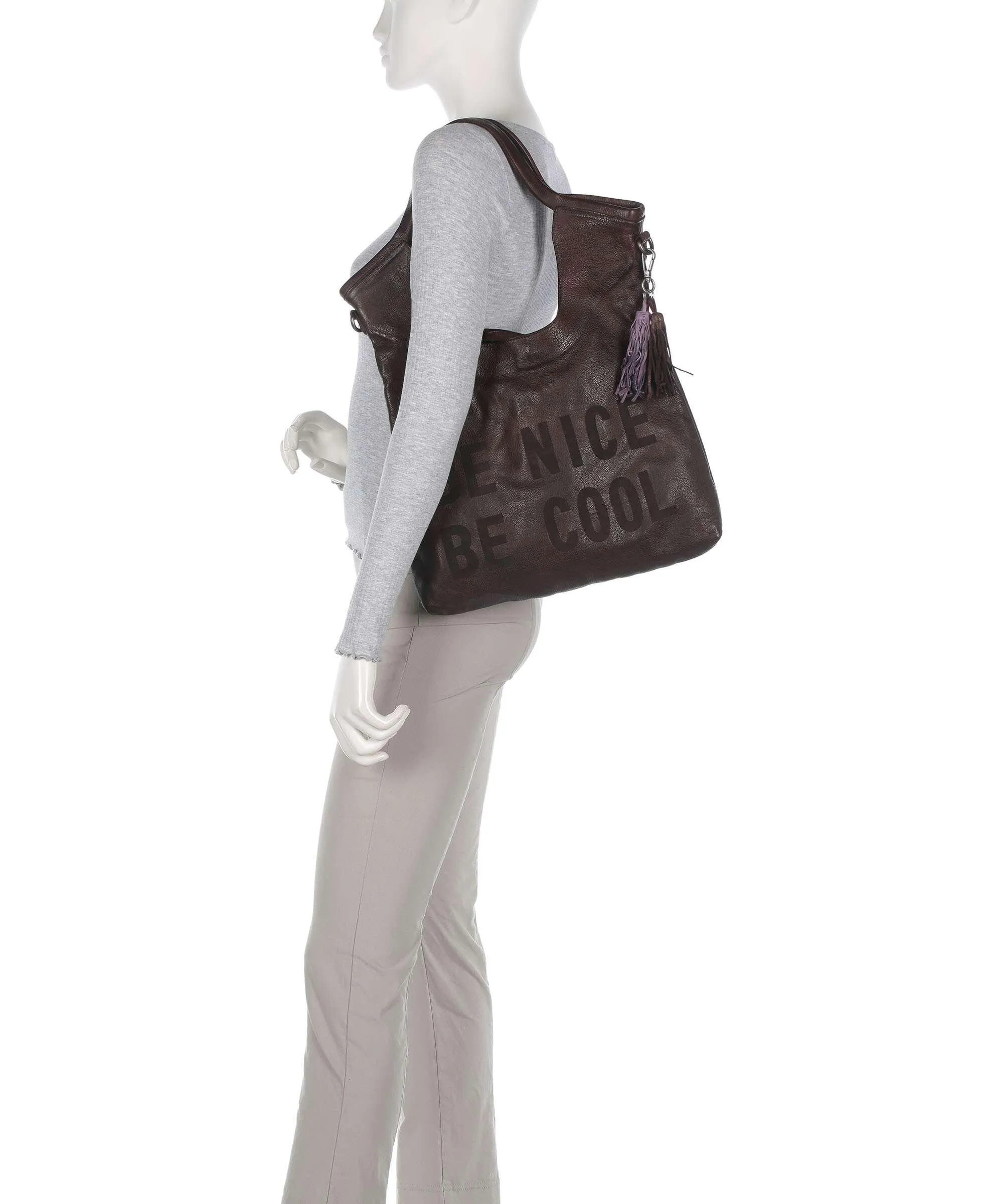  Taschendieb Wien Paniglgasse 3 Borsa shopper pelle di vacchetta finemente grana cioccolato  