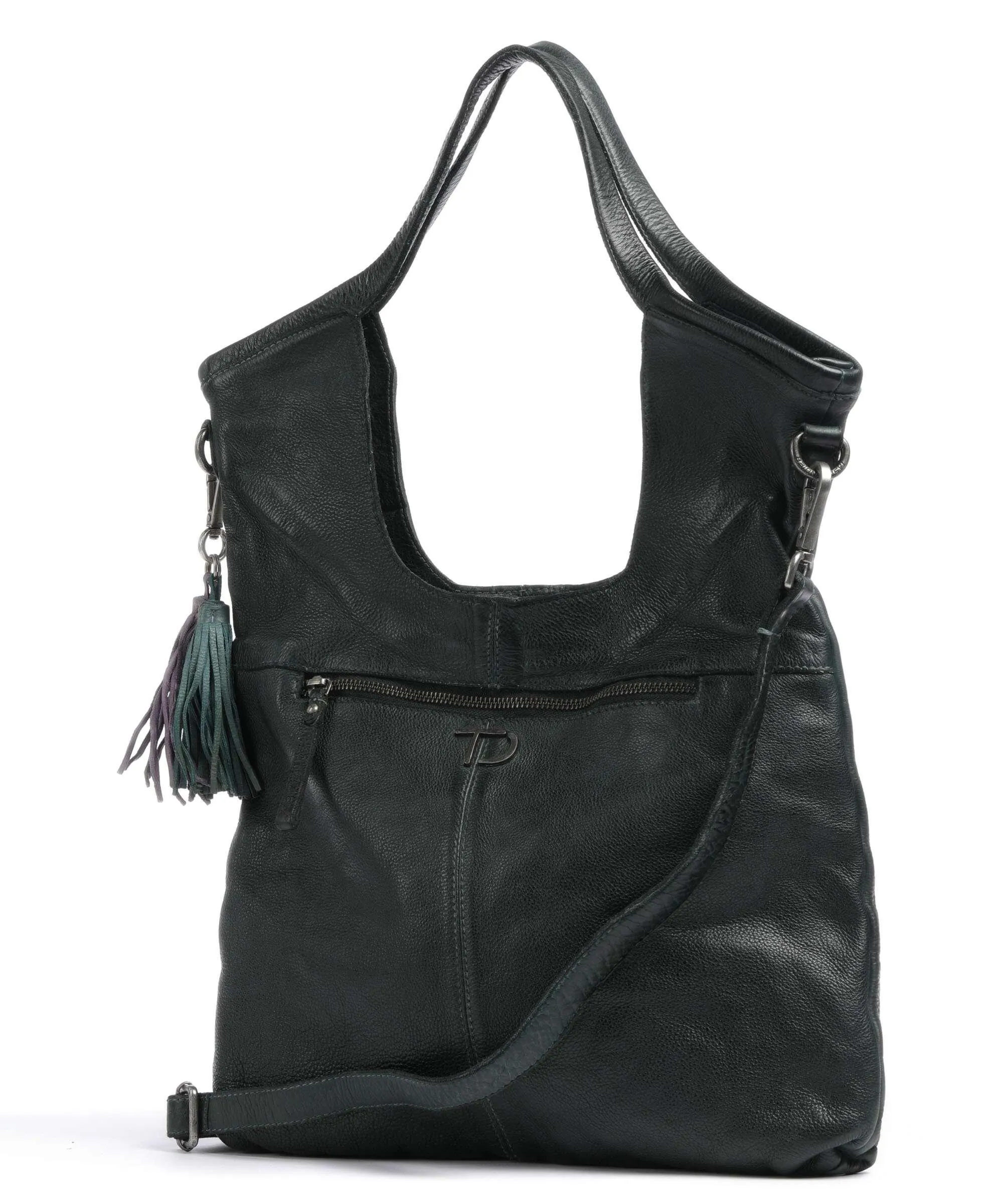  Taschendieb Wien Paniglgasse 3 Borsa shopper pelle di vacchetta finemente grana verde scuro  