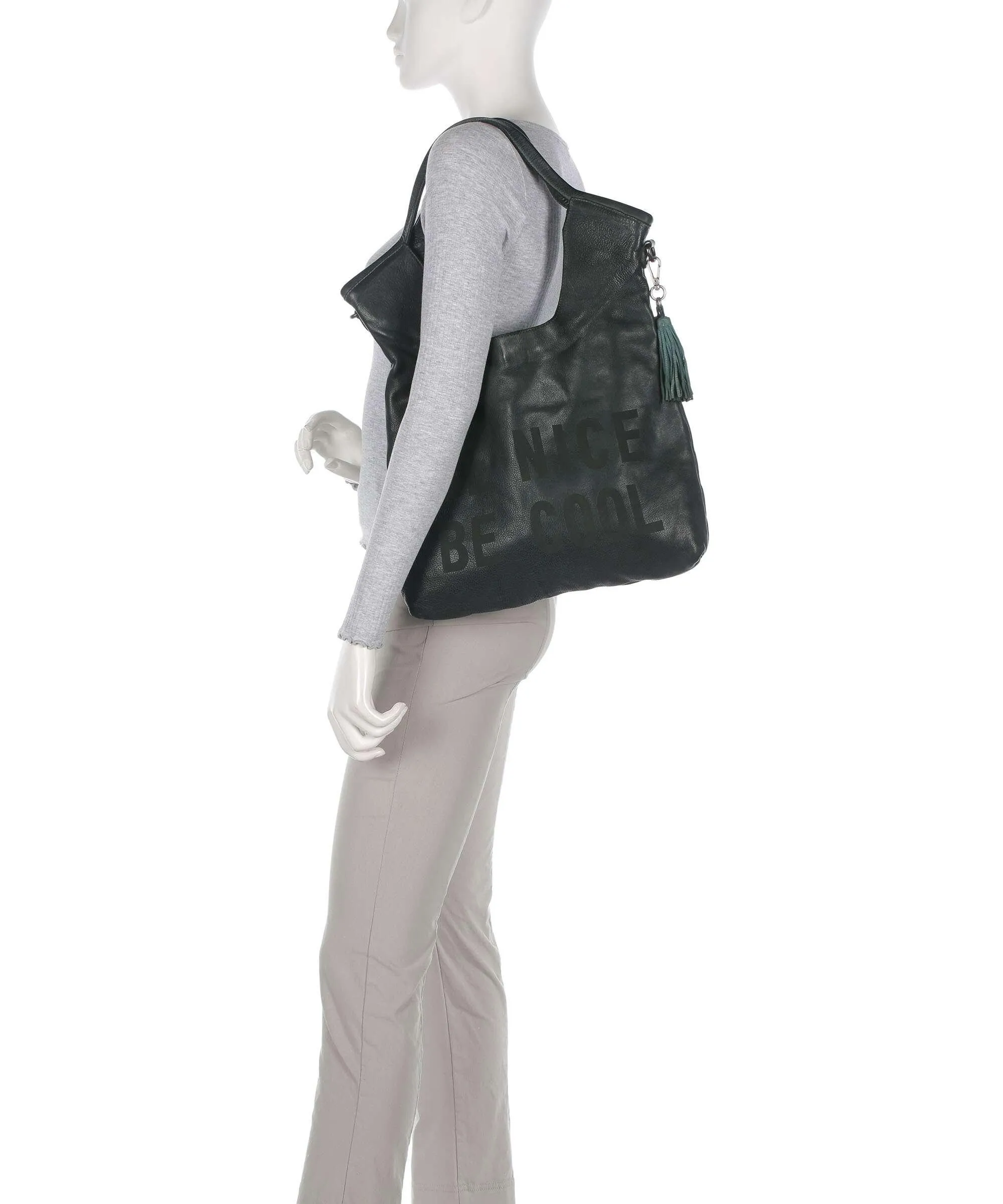  Taschendieb Wien Paniglgasse 3 Borsa shopper pelle di vacchetta finemente grana verde scuro  