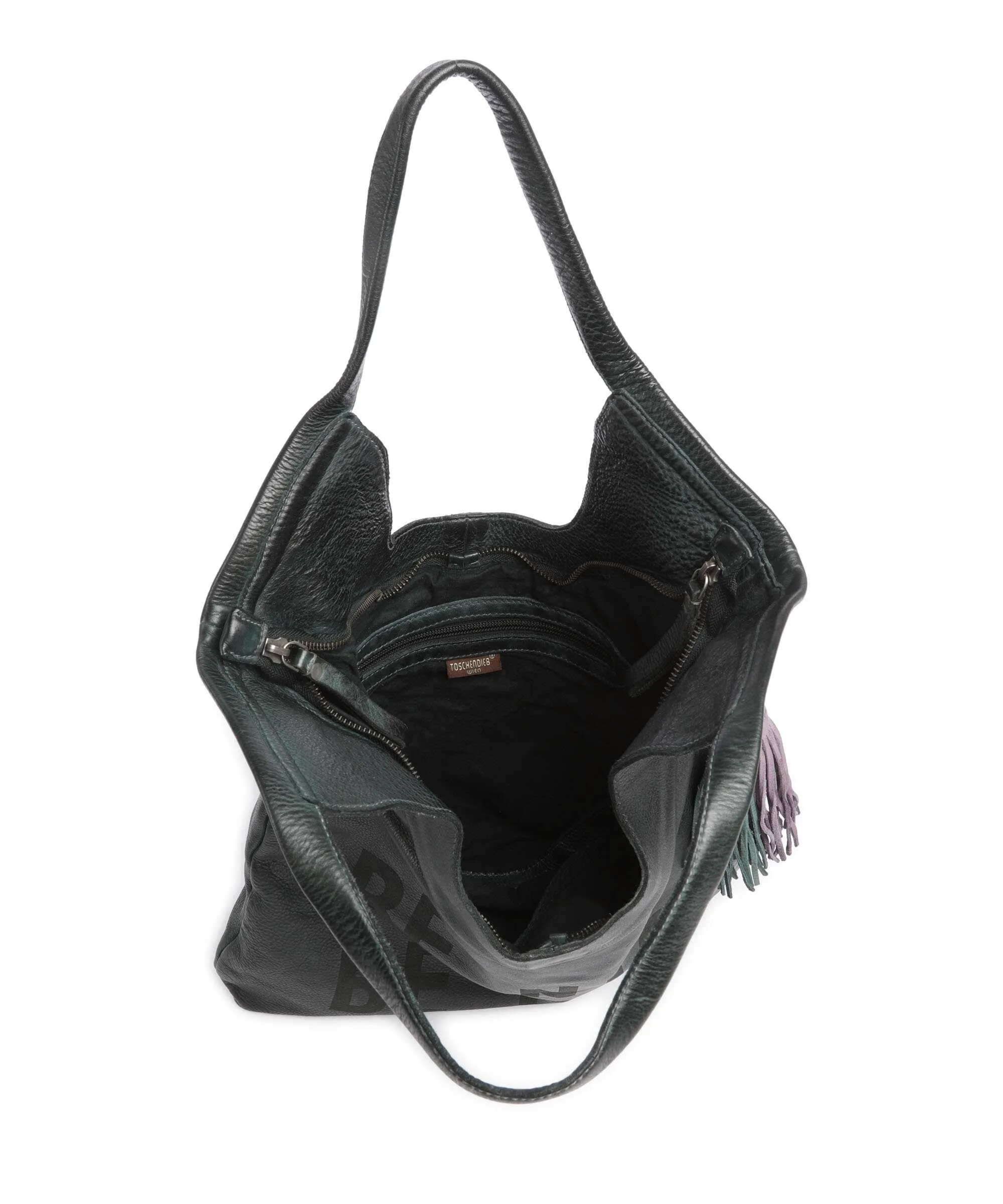  Taschendieb Wien Paniglgasse 3 Borsa shopper pelle di vacchetta finemente grana verde scuro  