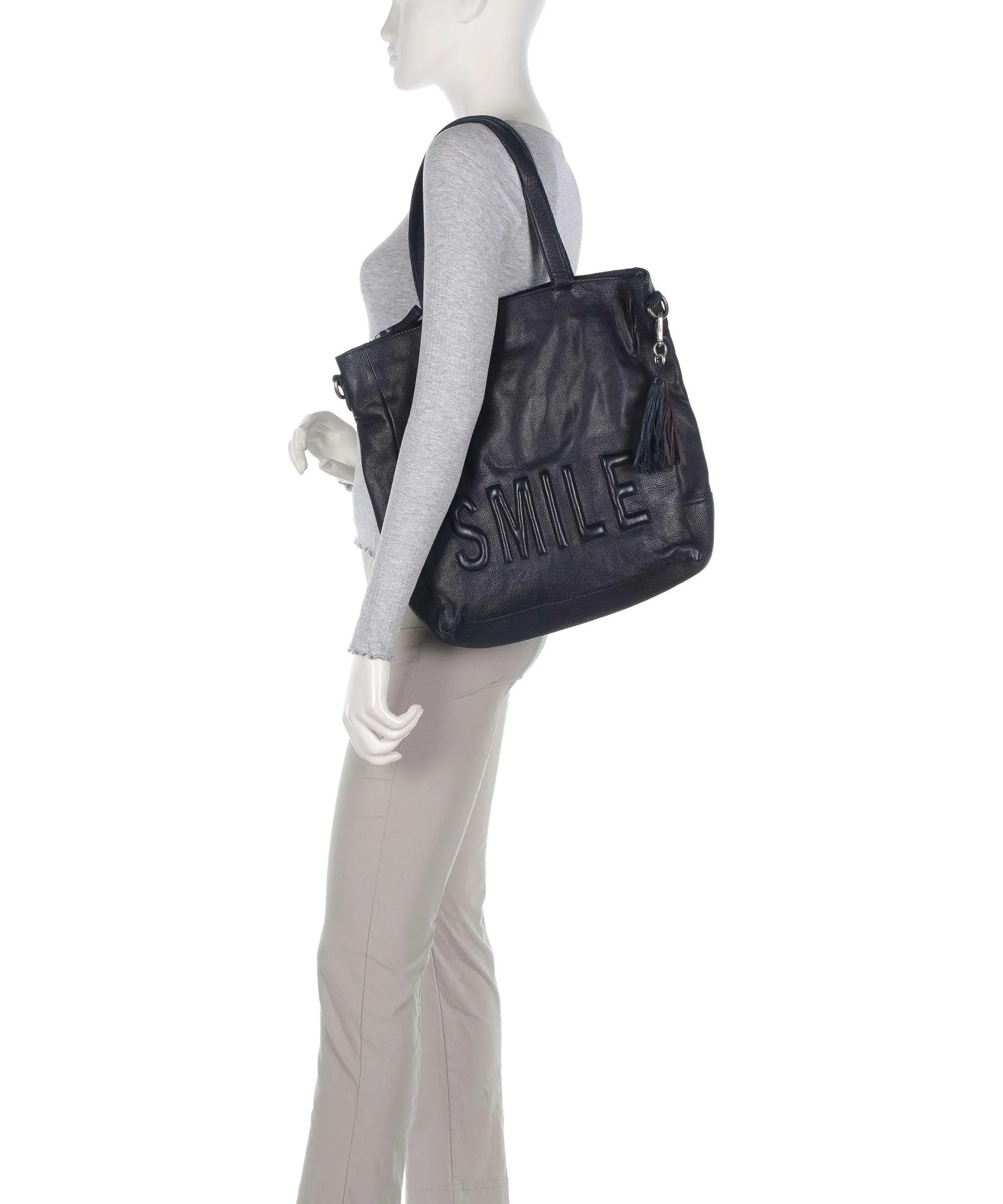  Taschendieb Wien Versöhnungsstraße 1 Borsa shopper pelle di vacchetta grana navy  