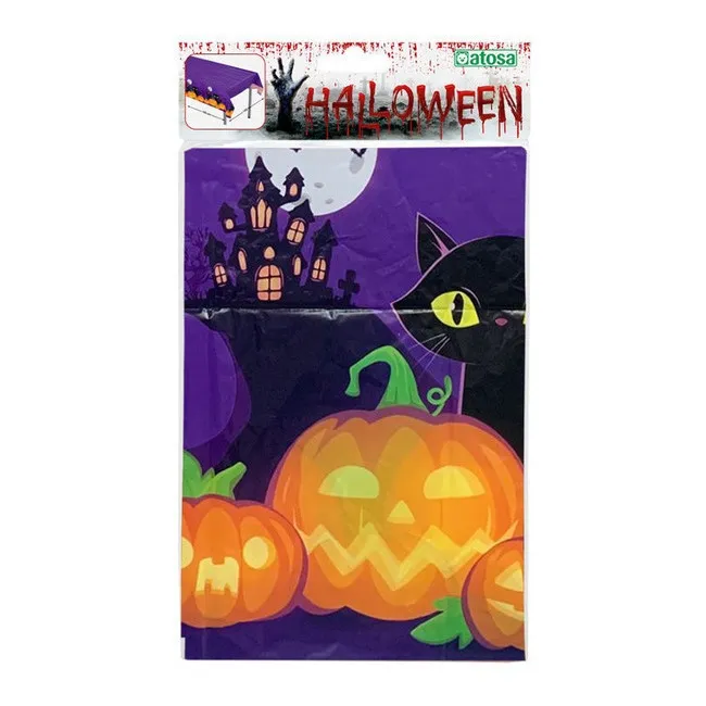 Tovaglia con zucca e gatto di Halloween - 1,83 x 1,32 m