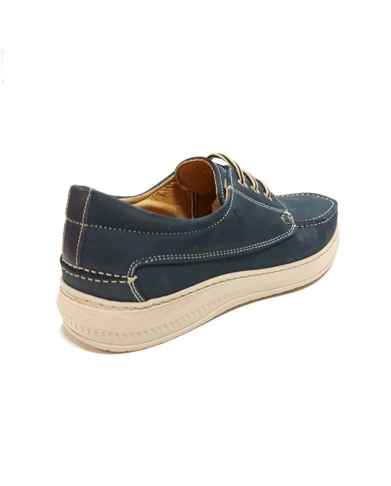 VALLEVERDE 11931 sneakers scarpe barca uomo in pelle blu