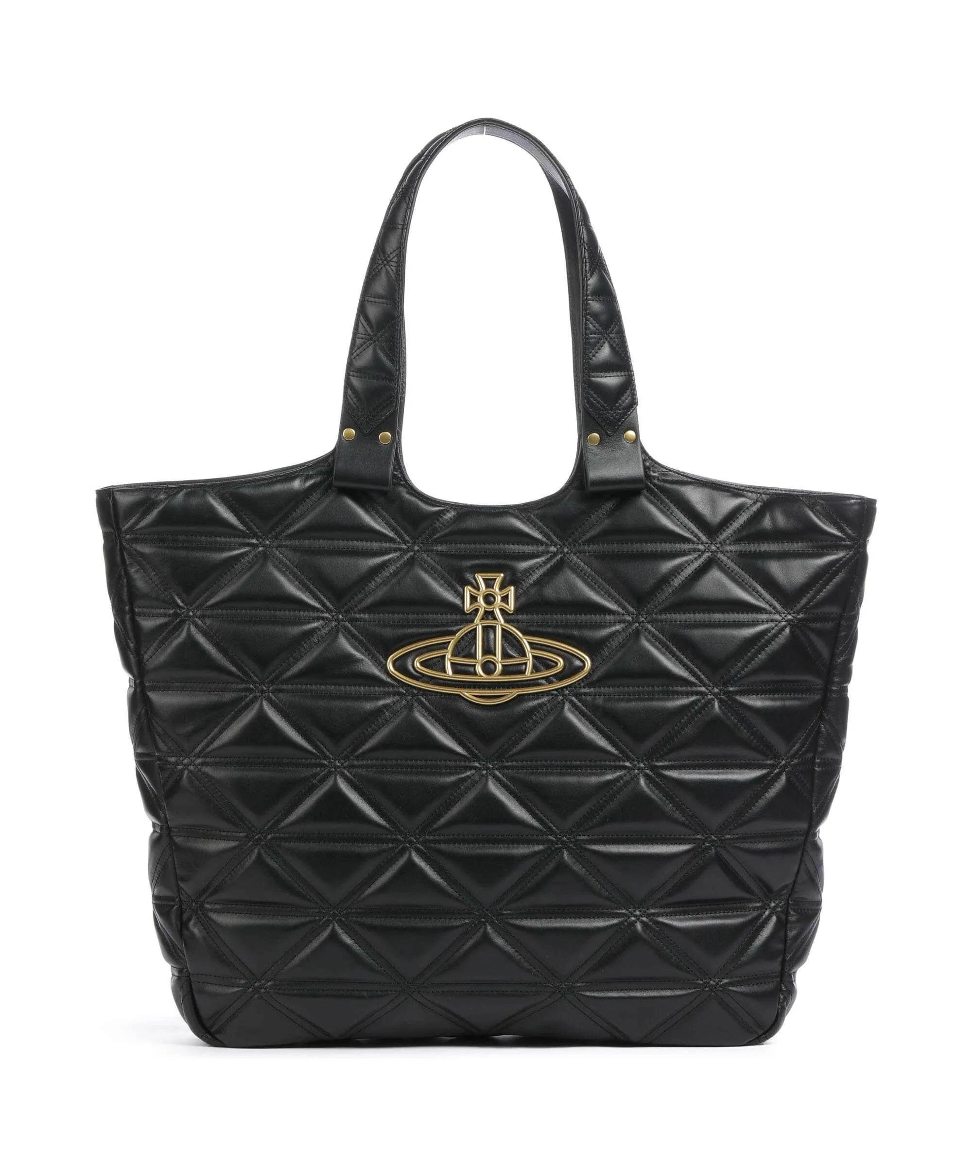  Vivienne Westwood Talitha Quilted Borsa shopper pelle di vitello finemente grana nero  