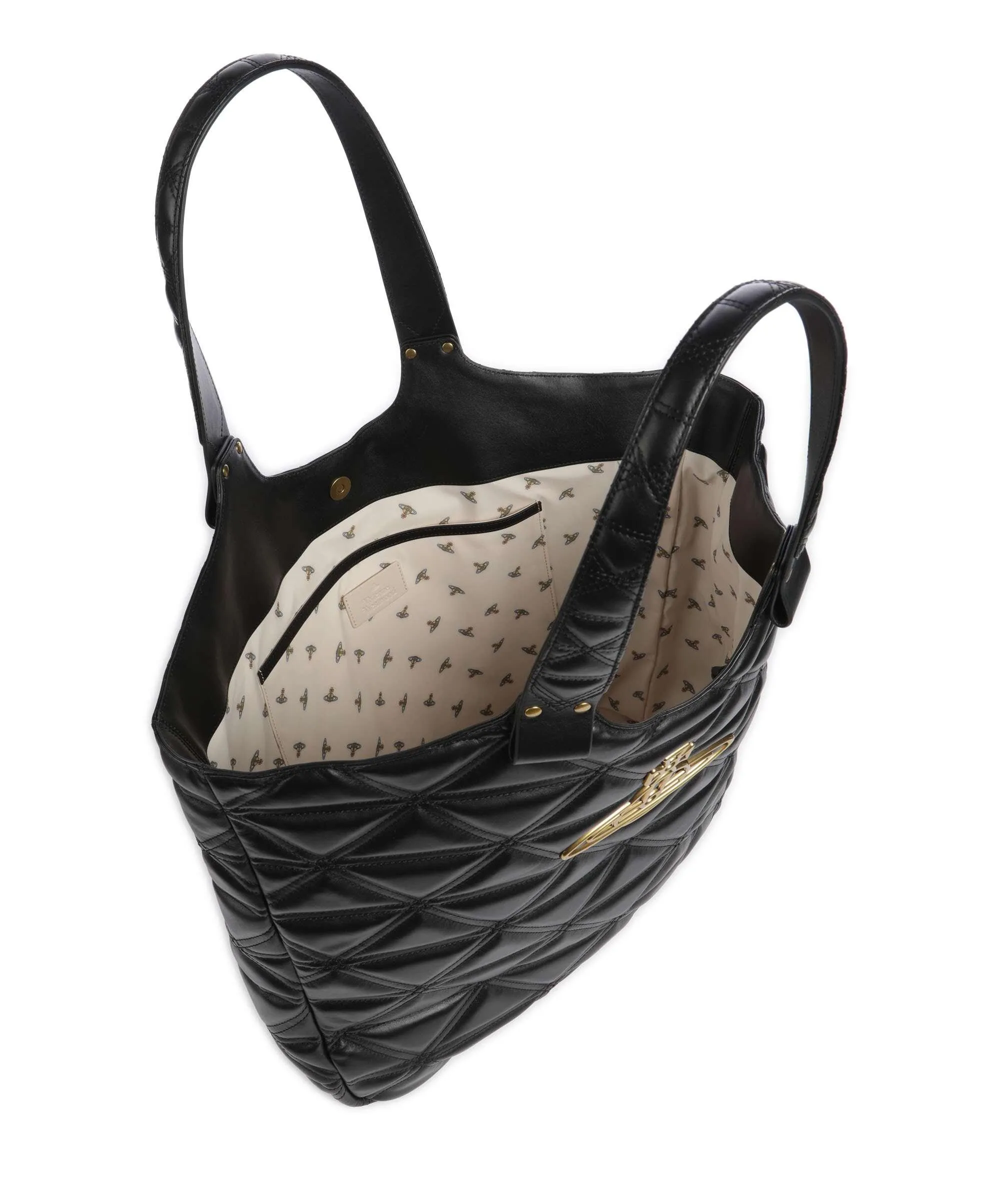  Vivienne Westwood Talitha Quilted Borsa shopper pelle di vitello finemente grana nero  
