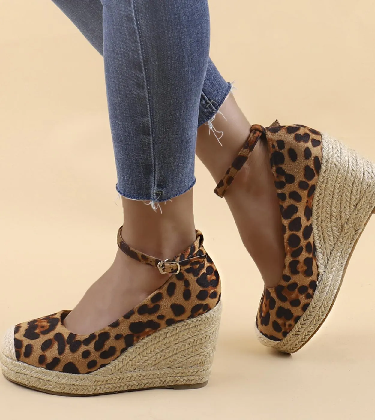 Zeppe da donna con plateau Punta tonda Décolleté con tacco alto da donna Scarpe da sposa Mary Jane con cinturino posterioreScarp