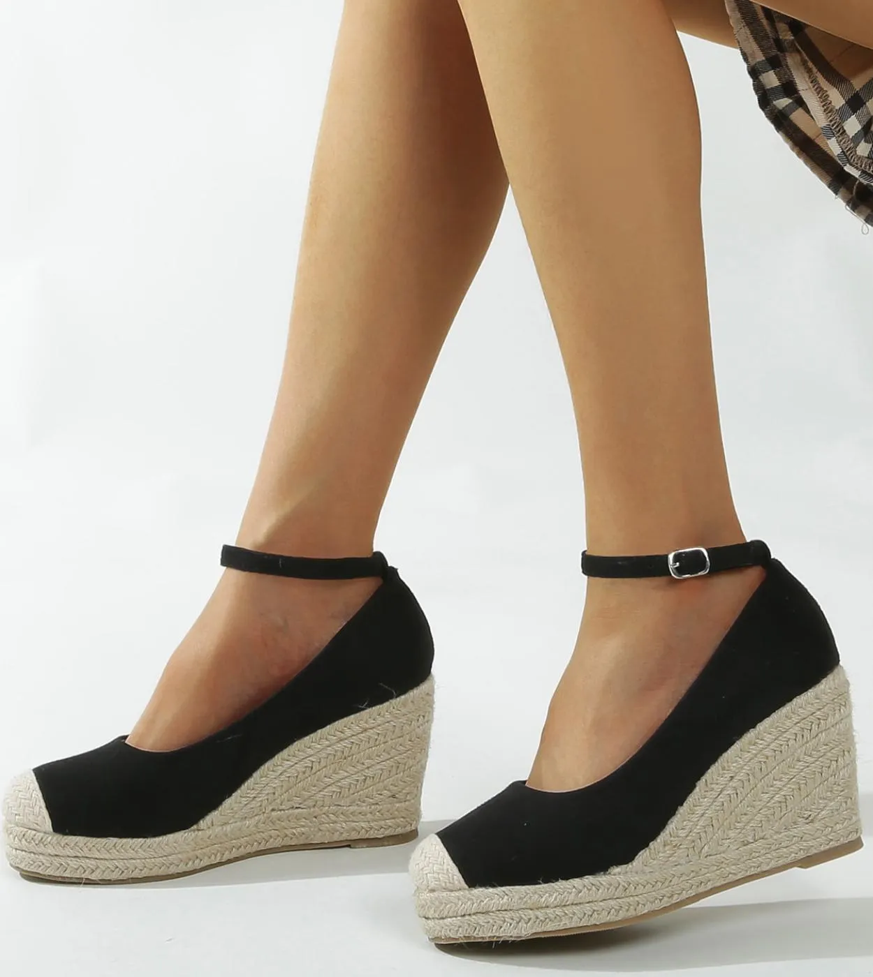 Zeppe da donna con plateau Punta tonda Décolleté con tacco alto da donna Scarpe da sposa Mary Jane con cinturino posterioreScarp