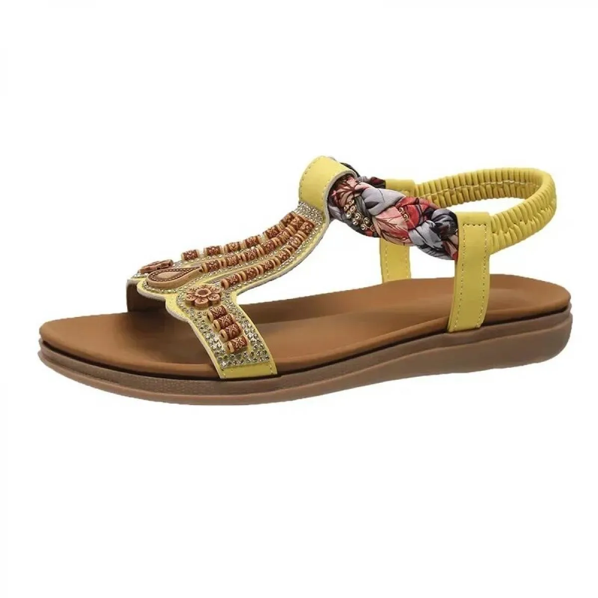Zeppe da donna sandali bohémien nuove scarpe da spiaggia open toe retrò sandalo da donna casual con plateau sandali con strass M