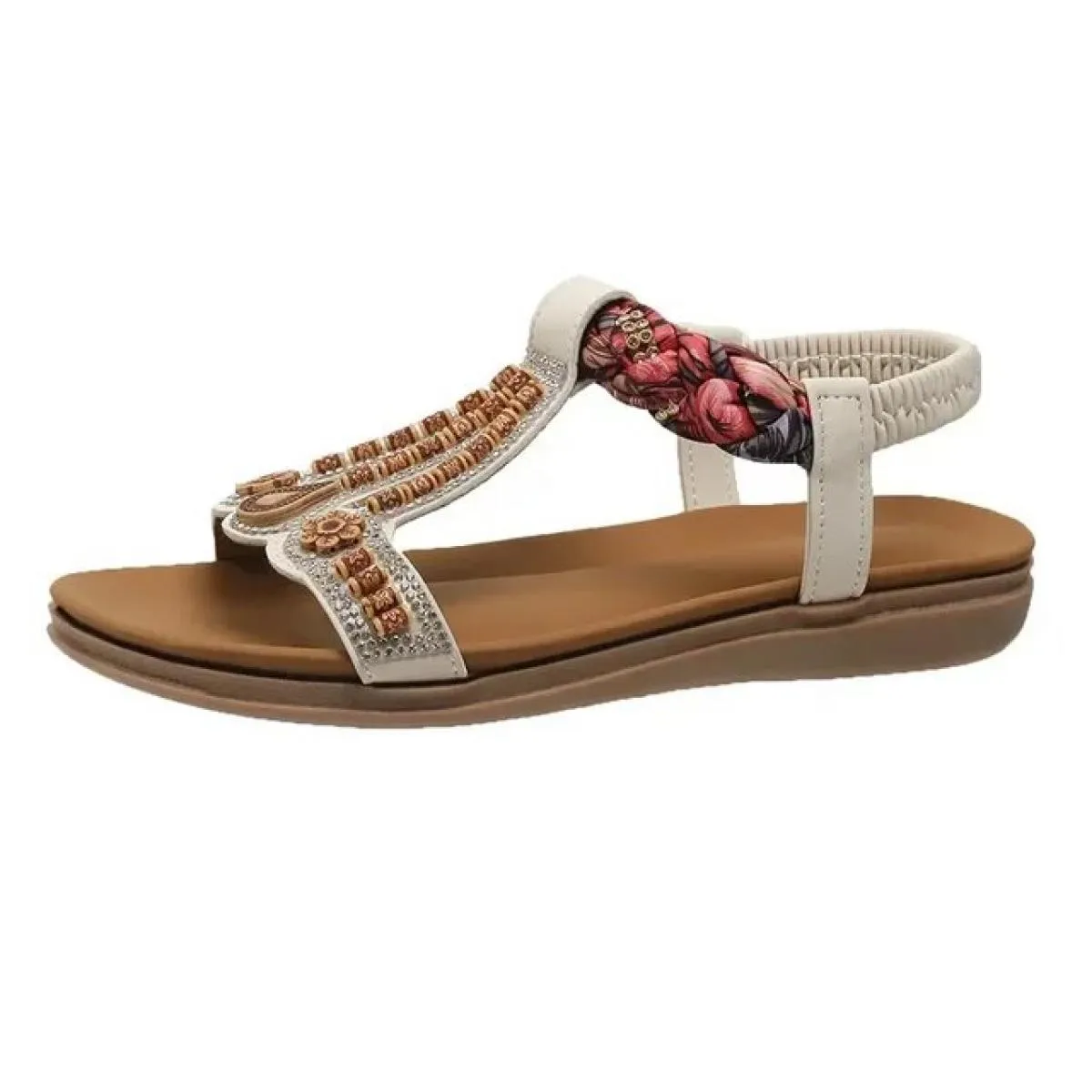 Zeppe da donna sandali bohémien nuove scarpe da spiaggia open toe retrò sandalo da donna casual con plateau sandali con strass M