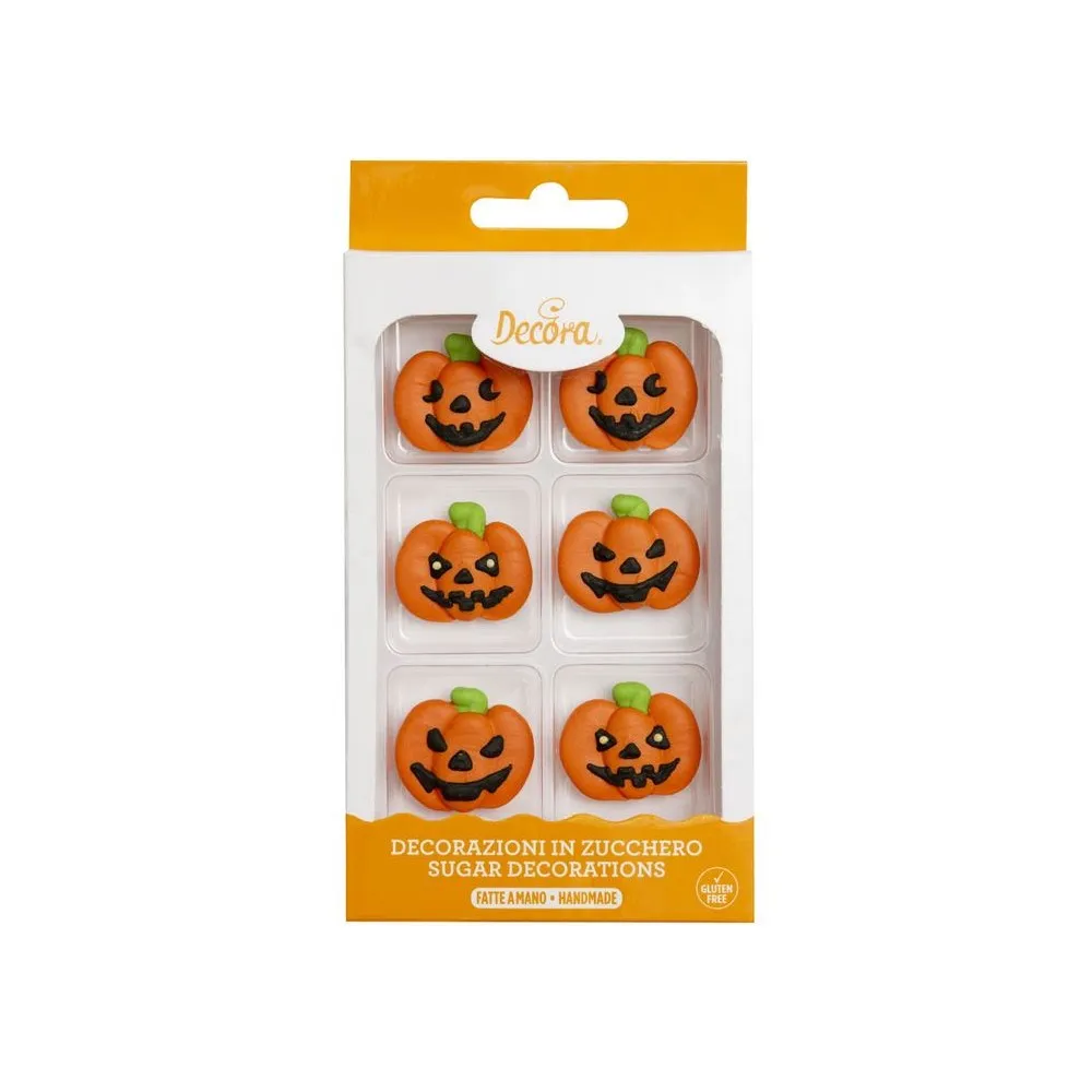 Zucche halloween in zucchero per dolci e tortePz 6 misura 3,5 cm
