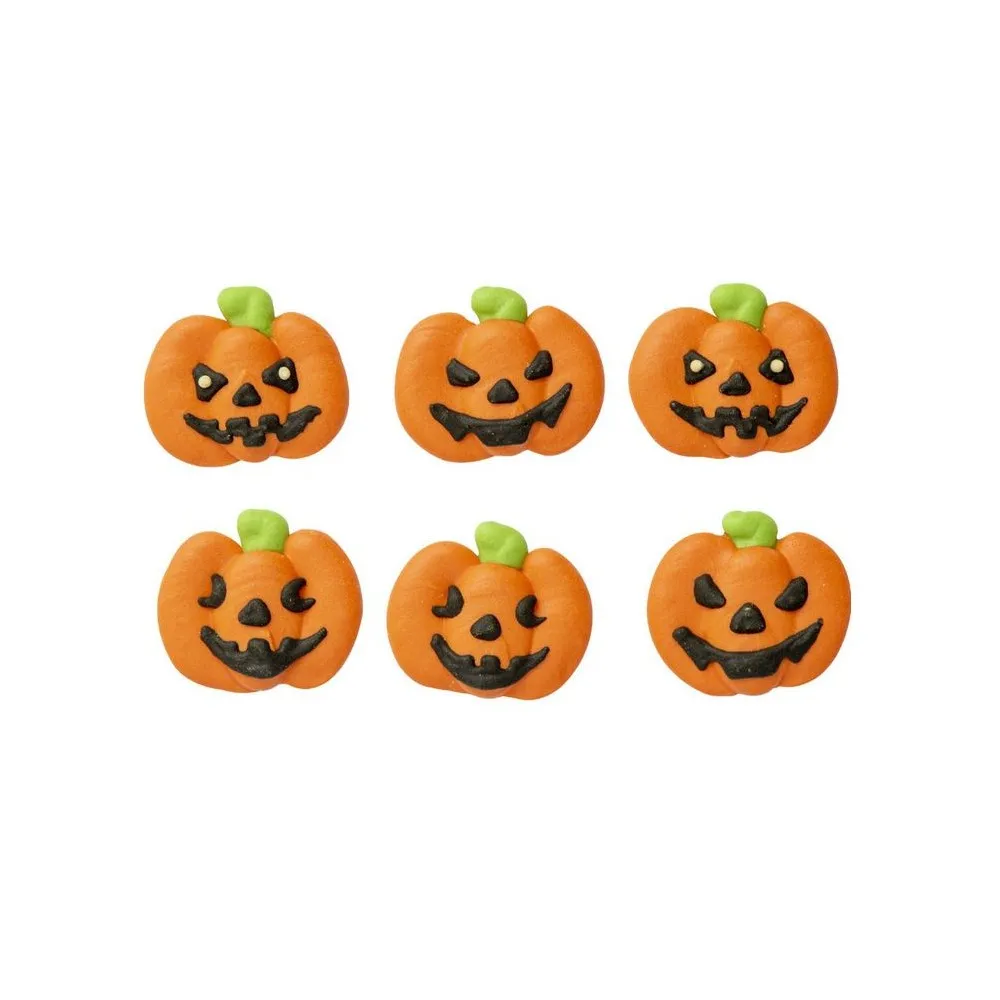 Zucche halloween in zucchero per dolci e tortePz 6 misura 3,5 cm